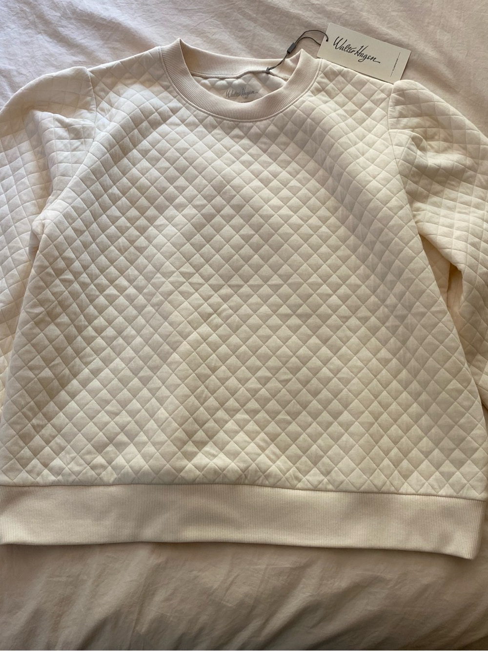 Walter Hagen Quilted Crewneck Sweatshirt - Ivory